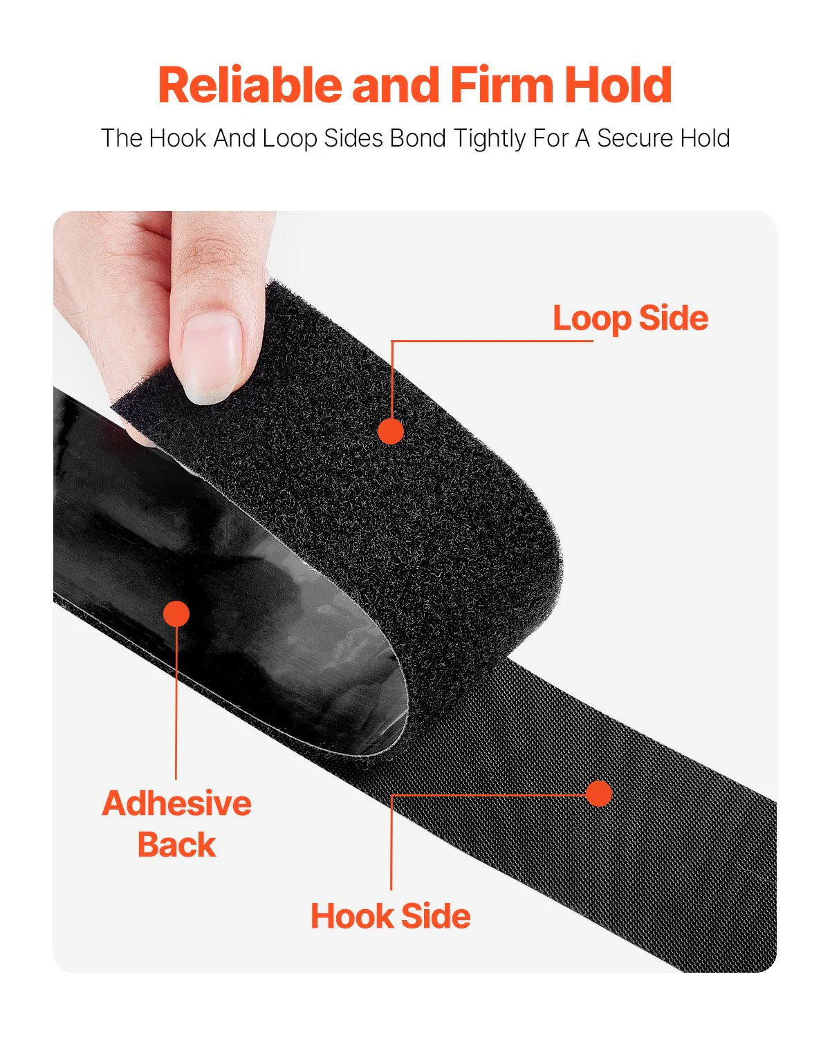 15Ft X 2In Hook Loop Tape & 16.4Ft X 0.94In Double-Side Strips Black + Red