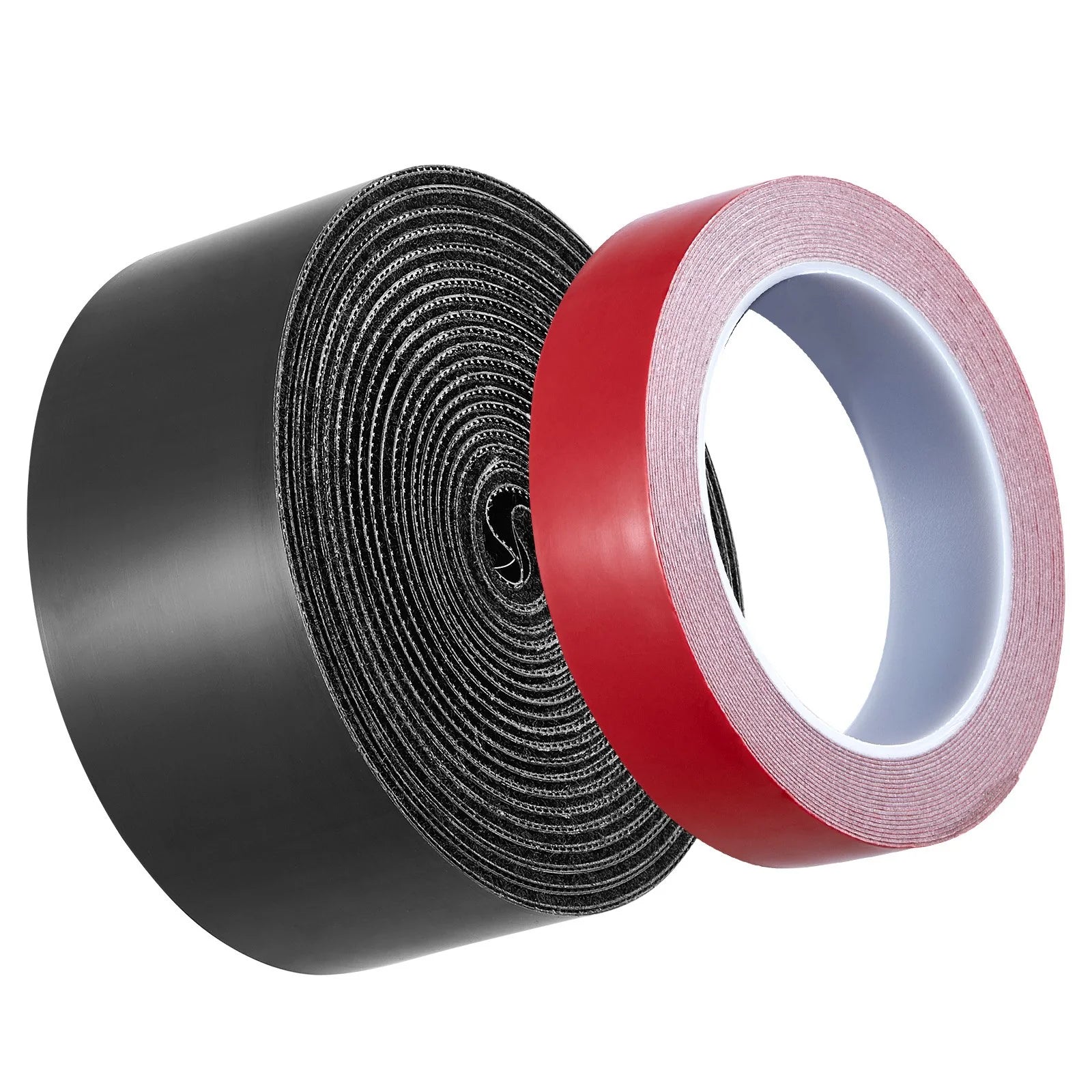 15Ft X 2In Hook Loop Tape & 16.4Ft X 0.94In Double-Side Strips Black + Red