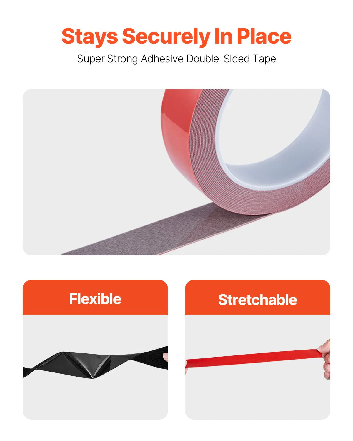 15Ft X 2In Hook Loop Tape & 16.4Ft X 0.94In Double-Side Strips Black + Red
